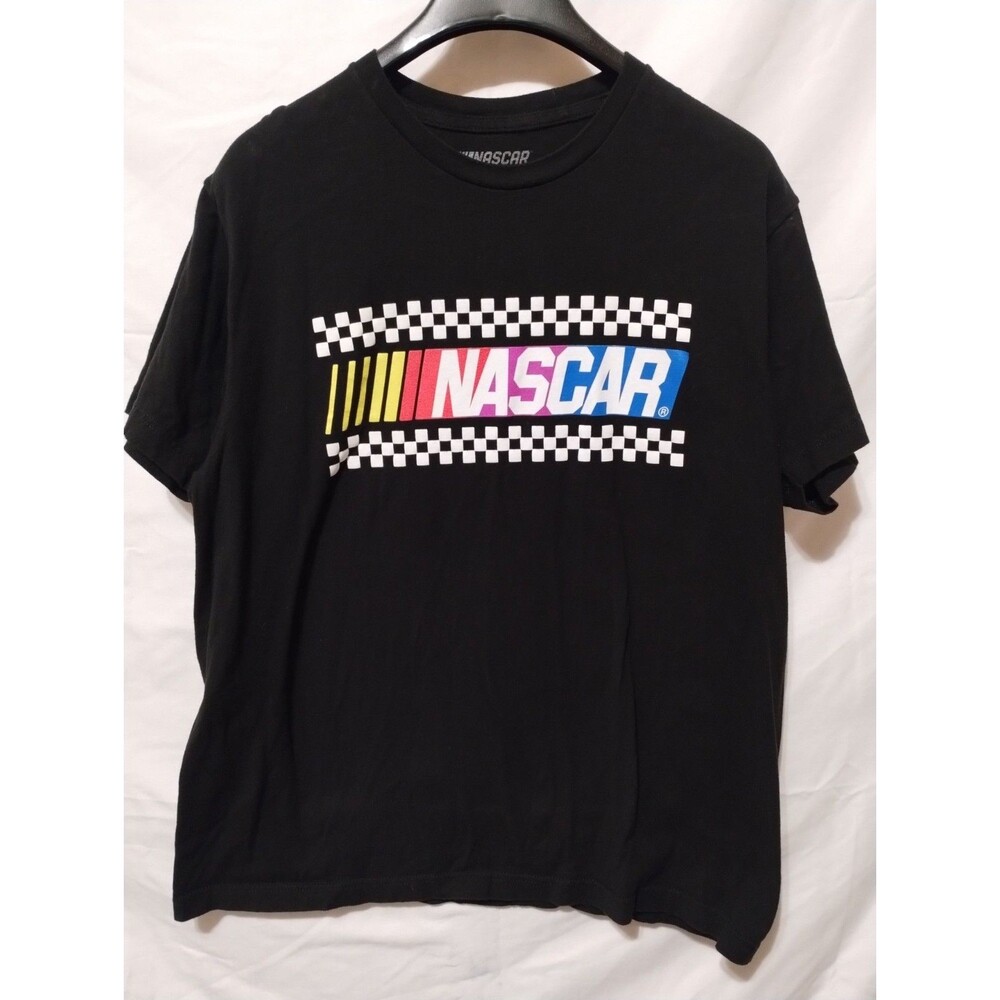 NASCAR Racing Black Graphic T-Shirt Mens Size L Auto Racing League NASCAR